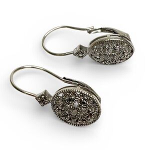 Sterling Silver Earrings Crystal Pave Lever Back FAS 925 THAI
